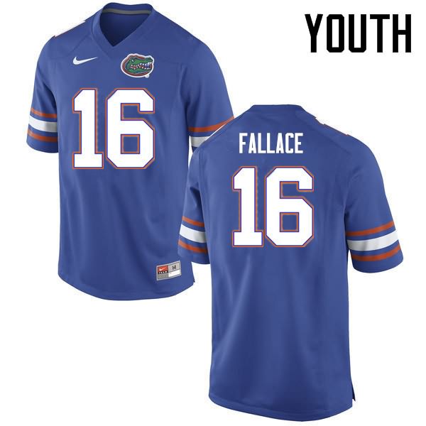 NCAA Florida Gators Brian Fallace Youth #16 Nike Blue Stitched Authentic College Football Jersey AQJ4564KH